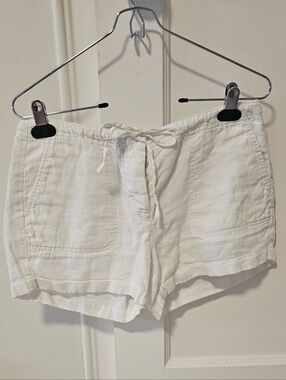 Vineyard Vines White High-Waist Linen Drawstring Shorts